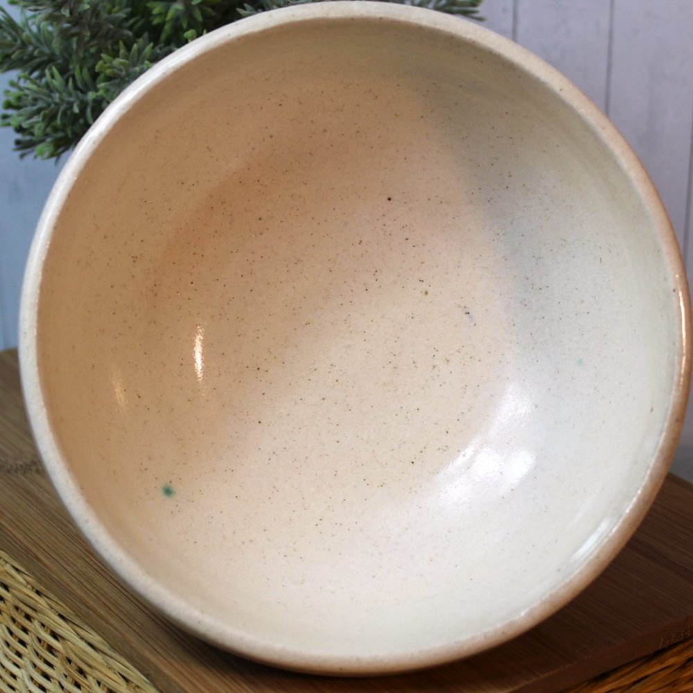 Vintage Studio Stoneware Pottery Bowl With Thick Three Footed Base White Blue - Picture 7 of 8